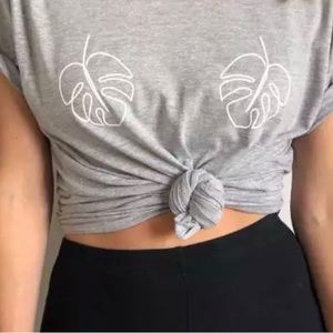 Gray woman’s monstera t shirt